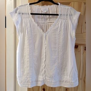 White VELVET Cotton Blouse